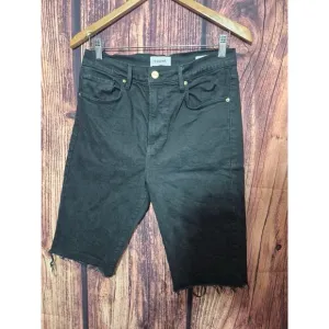 Frame Women's Black Le Vintage Bermuda Raw Edge Denim Shorts Size 28
