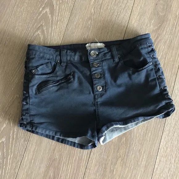 Free People Blue Braided Denim Shorts High Waisted 30