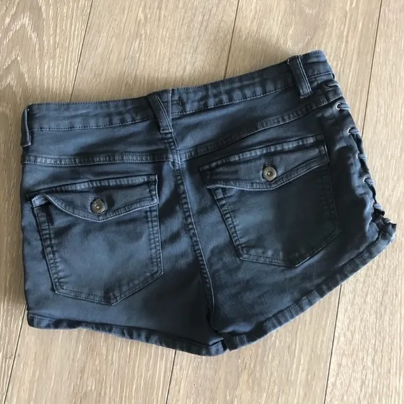 Free People Blue Braided Denim Shorts High Waisted 30