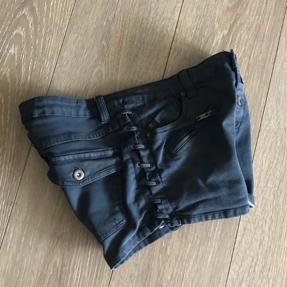 Free People Blue Braided Denim Shorts High Waisted 30