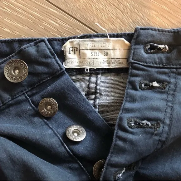 Free People Blue Braided Denim Shorts High Waisted 30