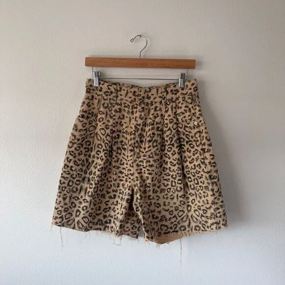 Free People‎ Leopard Print High-Rise Dogtown Shorts