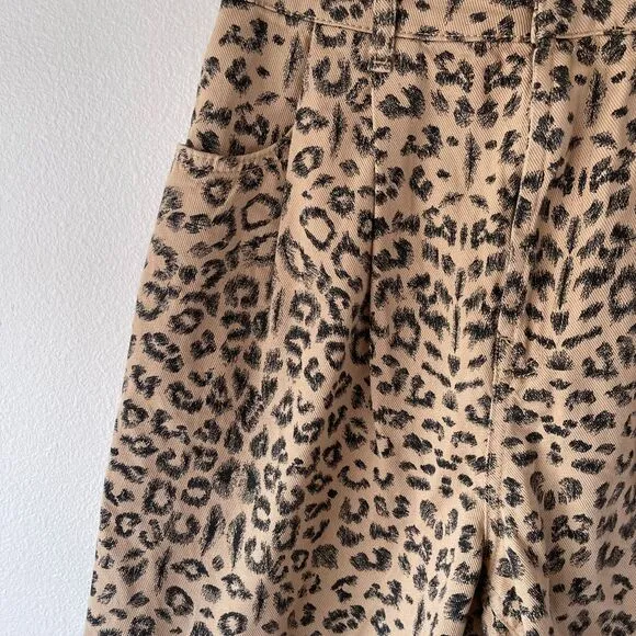 Free People‎ Leopard Print High-Rise Dogtown Shorts