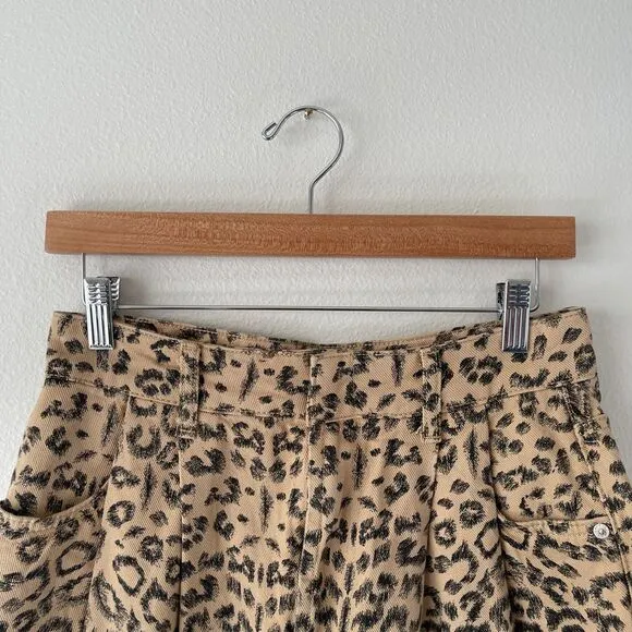 Free People‎ Leopard Print High-Rise Dogtown Shorts