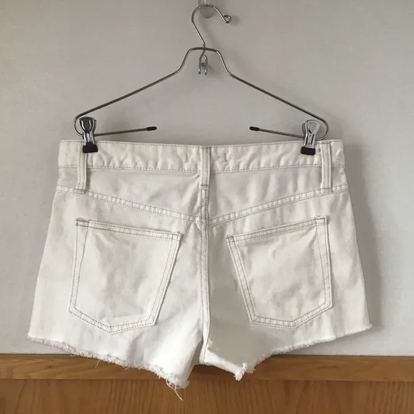Free People Uptown High-Waisted White Denim Shorts
