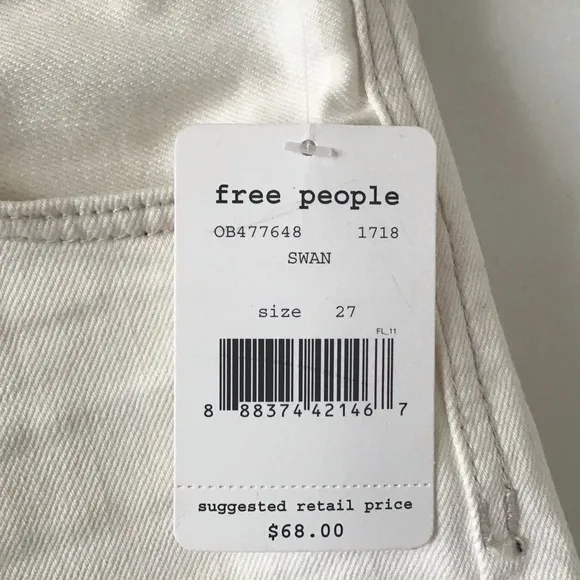 Free People Uptown High-Waisted White Denim Shorts