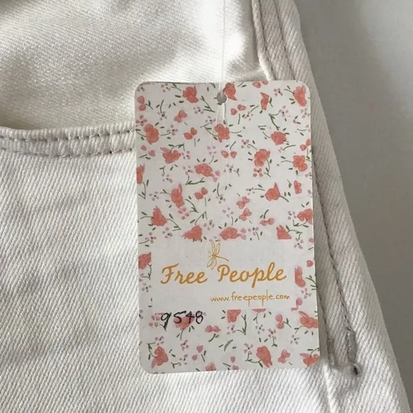 Free People Uptown High-Waisted White Denim Shorts