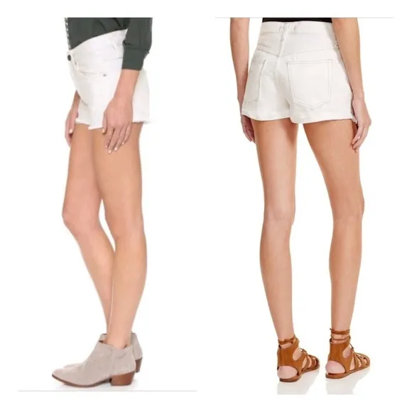 Free People Uptown High-Waisted White Denim Shorts