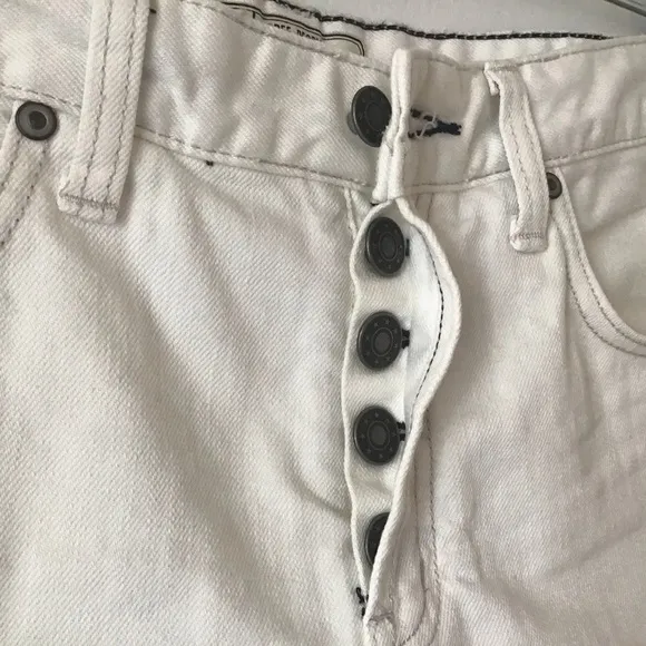 Free People Uptown High-Waisted White Denim Shorts