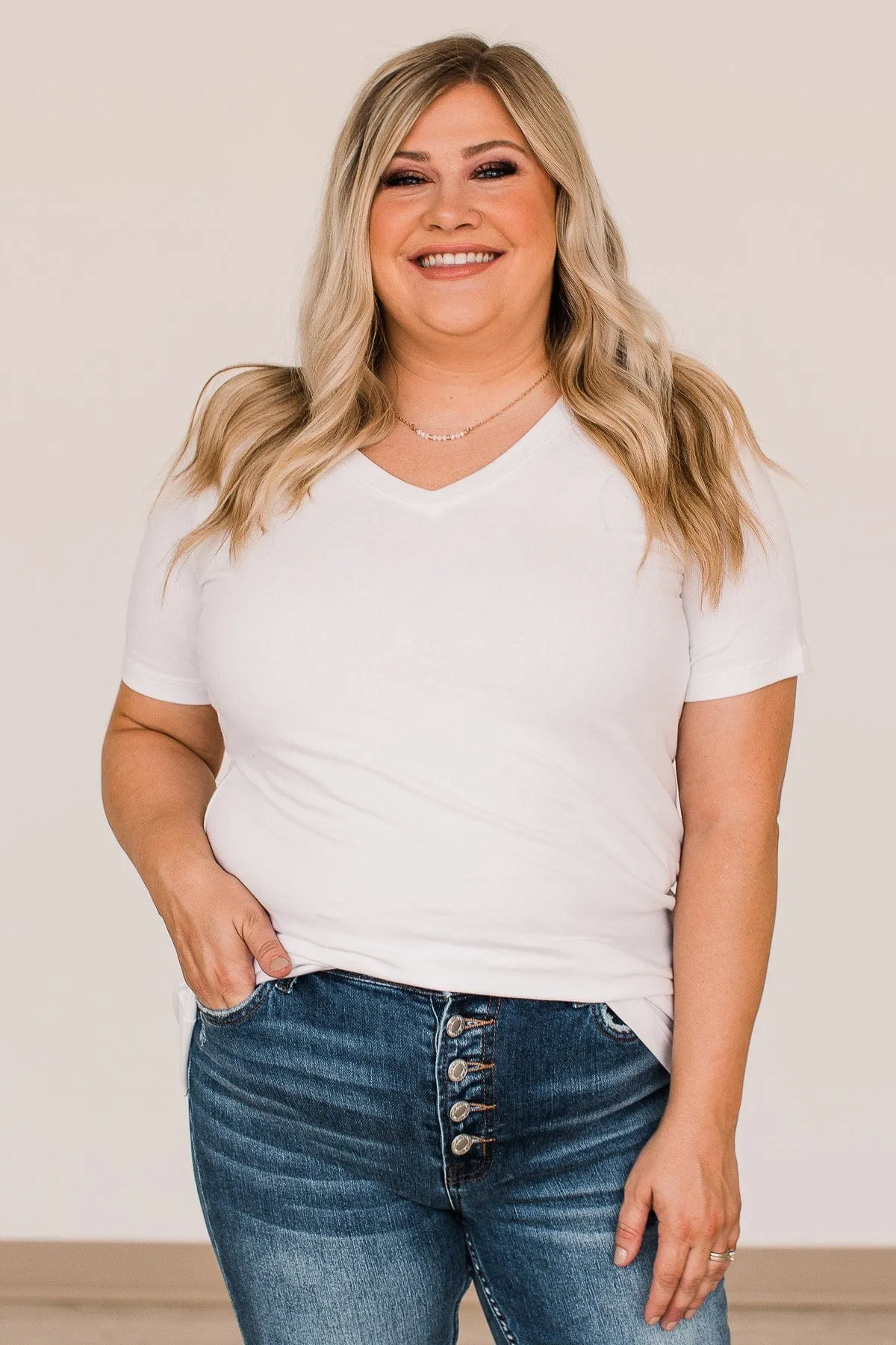 From The Moment We Met V-Neck Tee- White