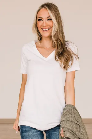 From The Moment We Met V-Neck Tee- White