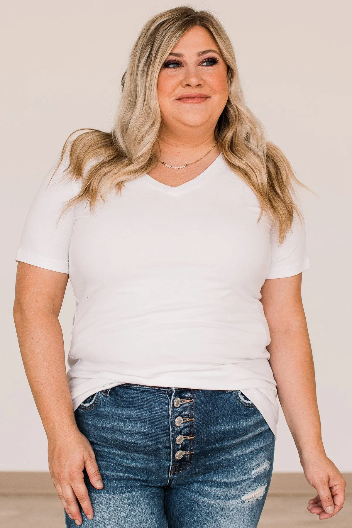 From The Moment We Met V-Neck Tee- White