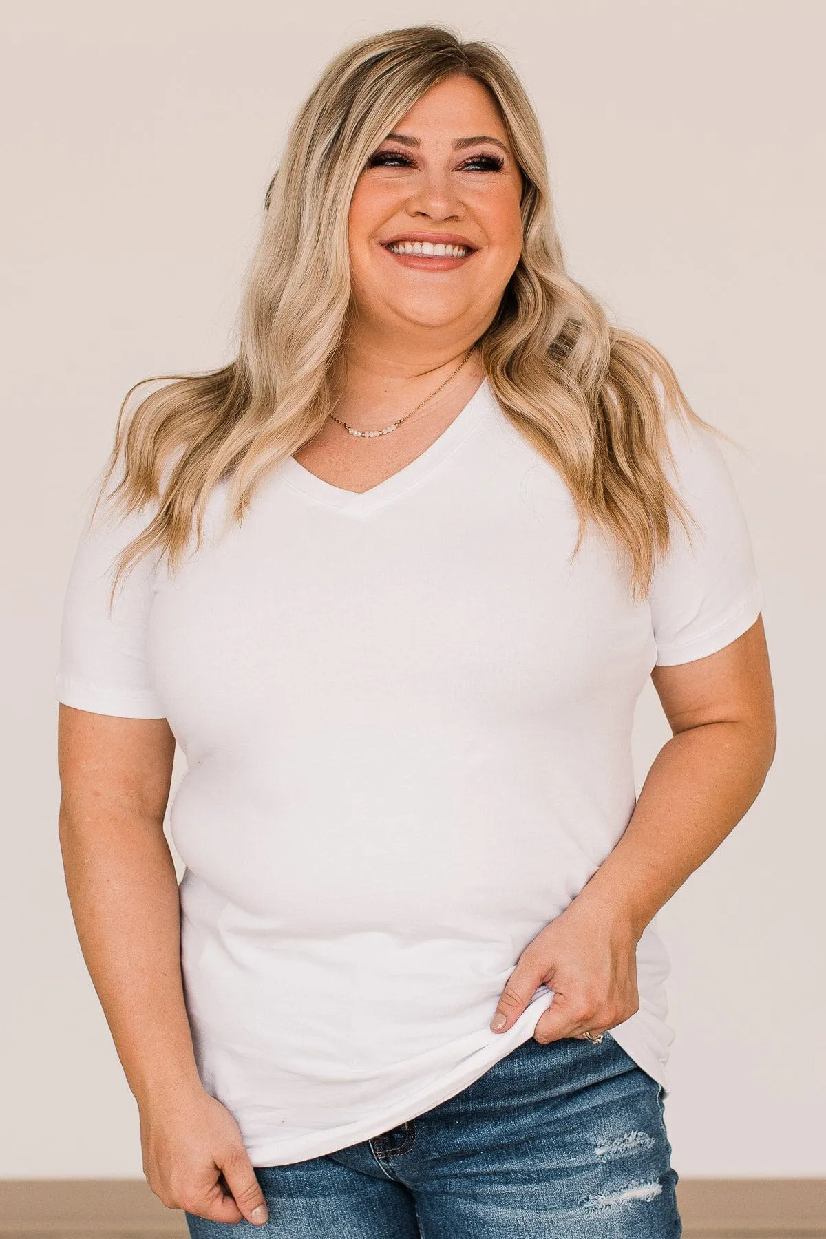 From The Moment We Met V-Neck Tee- White