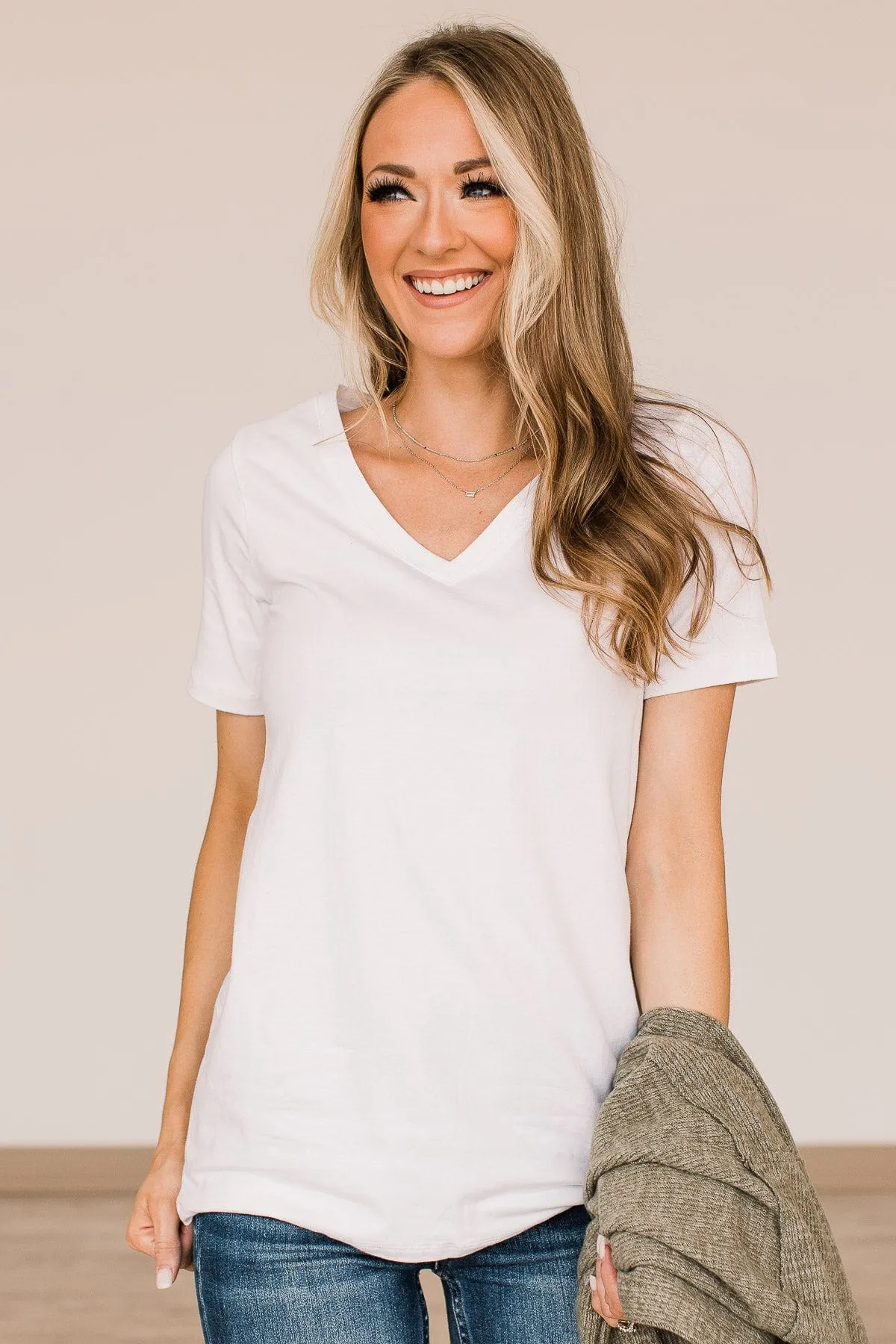 From The Moment We Met V-Neck Tee- White