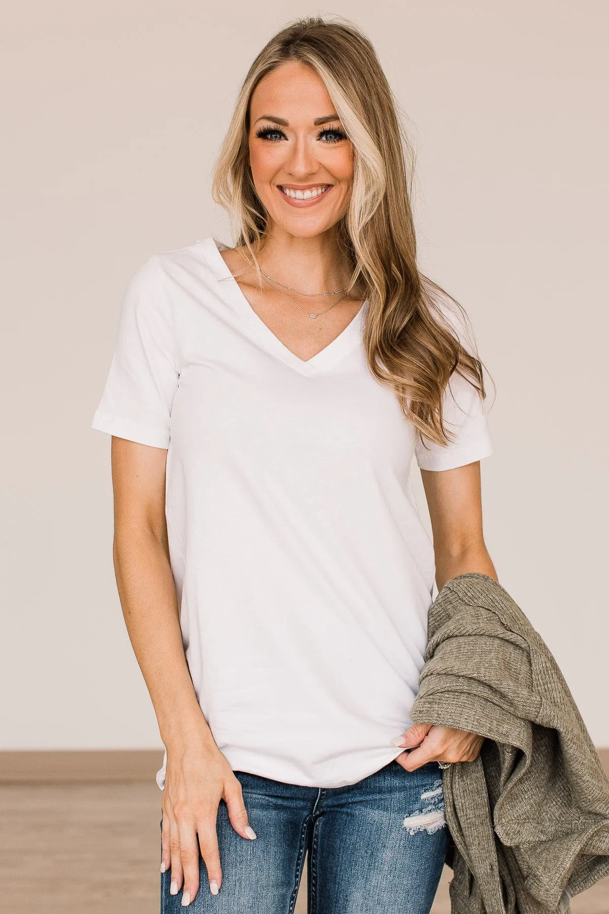 From The Moment We Met V-Neck Tee- White