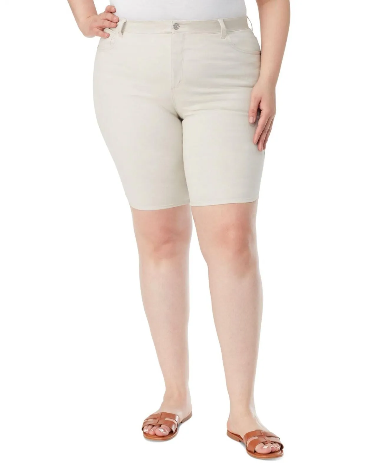 Gloria Vanderbilt Women's Plus Size Amanda Bermuda Short Stonewood Brown 24W