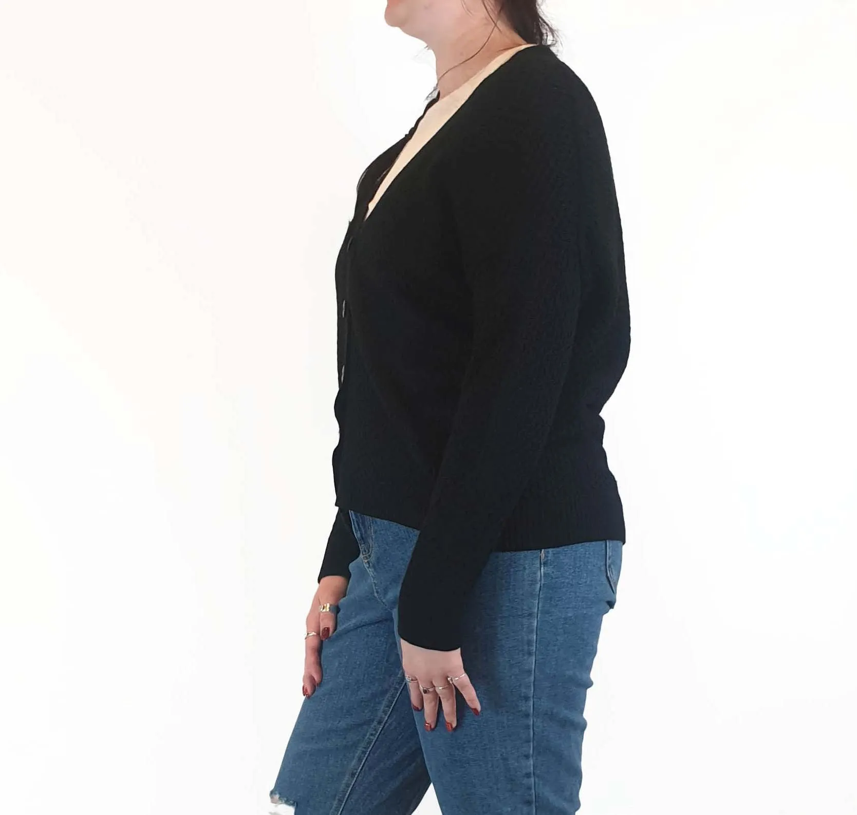 Gorman black wool mix textured knit cardigan size 12
