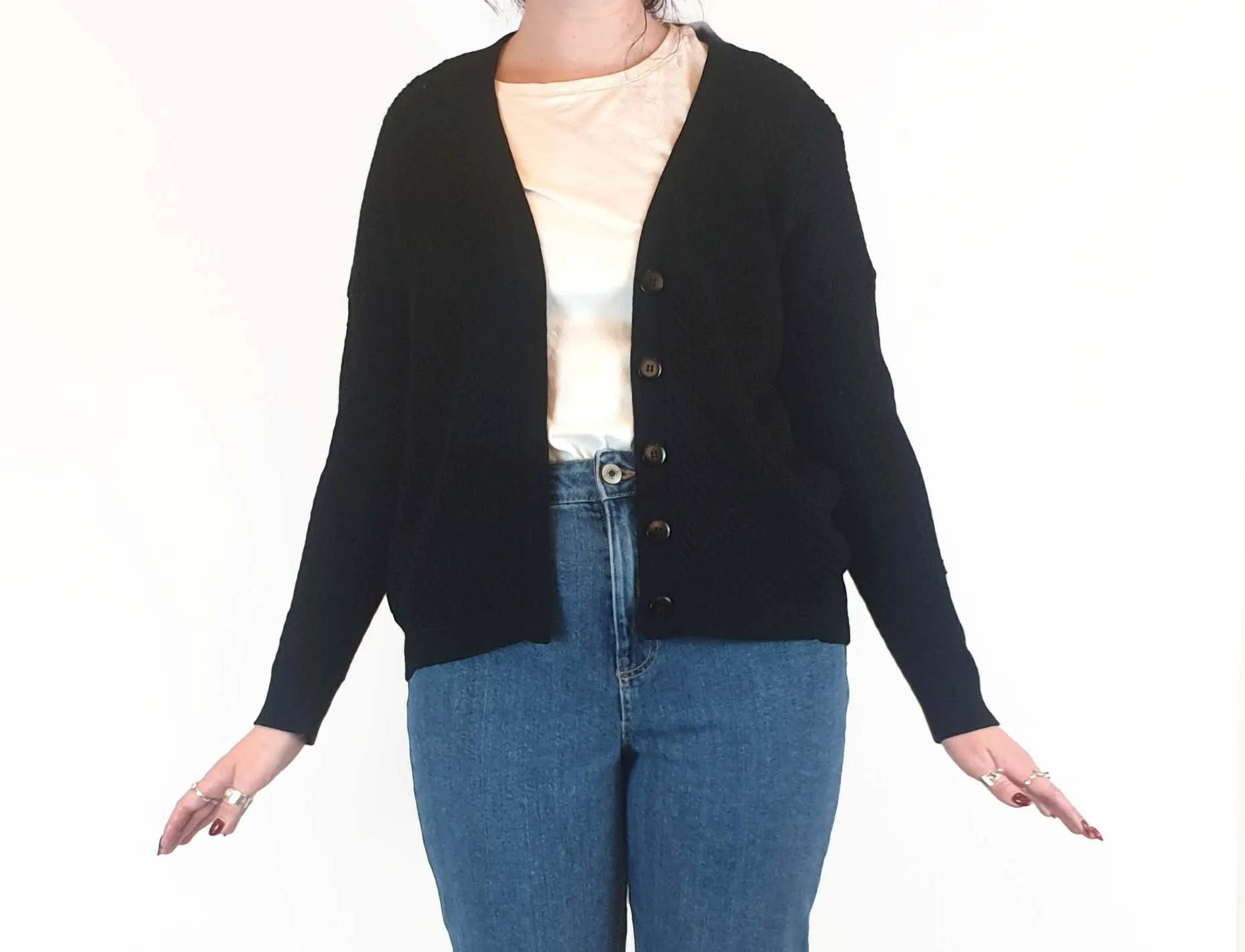 Gorman black wool mix textured knit cardigan size 12