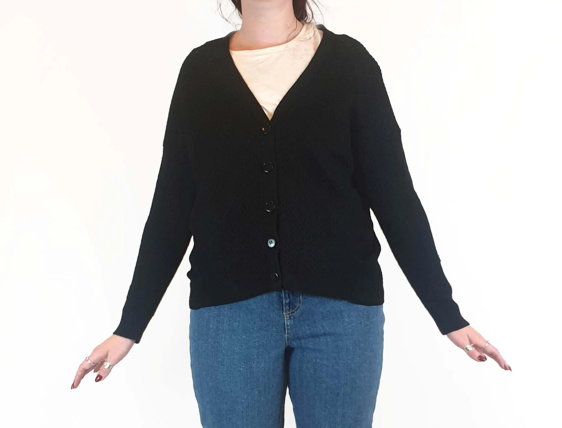 Gorman black wool mix textured knit cardigan size 12