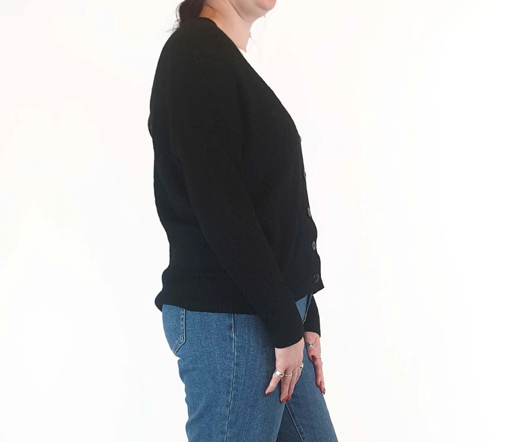 Gorman black wool mix textured knit cardigan size 12