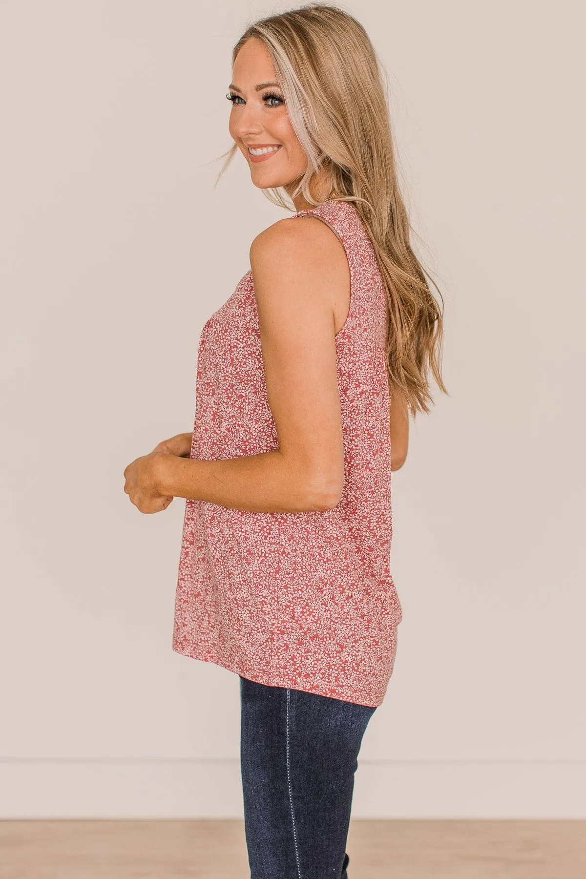 Greater Than This Floral Tank Top- Marsala