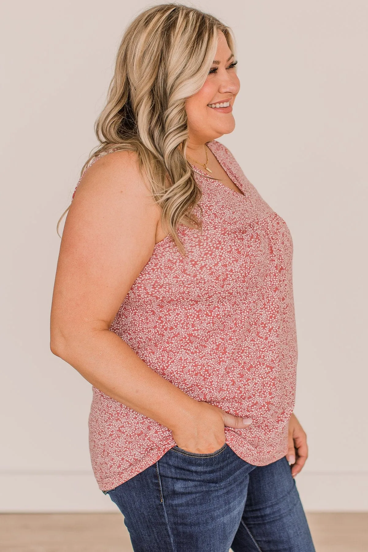 Greater Than This Floral Tank Top- Marsala