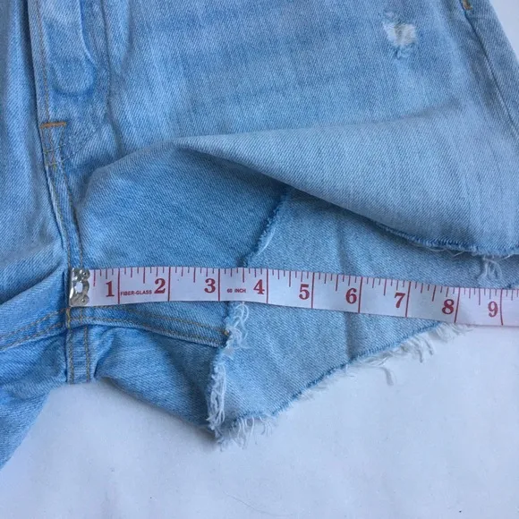 GRLFRND Helena High Rise Button Fly Cut Off Distressed Denim Jean Shorts Size 28