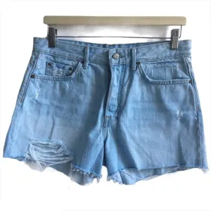 GRLFRND Helena High Rise Button Fly Cut Off Distressed Denim Jean Shorts Size 28
