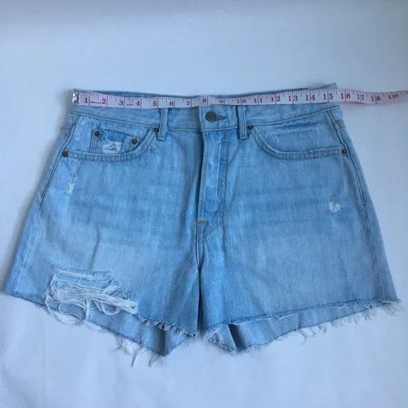 GRLFRND Helena High Rise Button Fly Cut Off Distressed Denim Jean Shorts Size 28