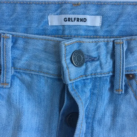 GRLFRND Helena High Rise Button Fly Cut Off Distressed Denim Jean Shorts Size 28