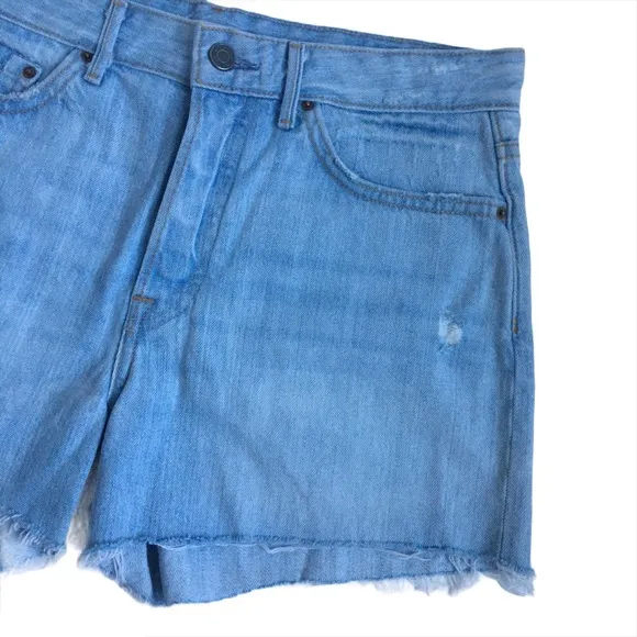 GRLFRND Helena High Rise Button Fly Cut Off Distressed Denim Jean Shorts Size 28
