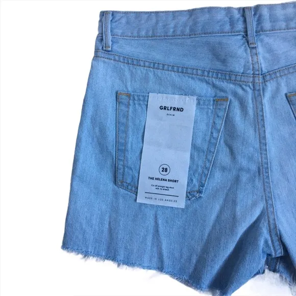 GRLFRND Helena High Rise Button Fly Cut Off Distressed Denim Jean Shorts Size 28