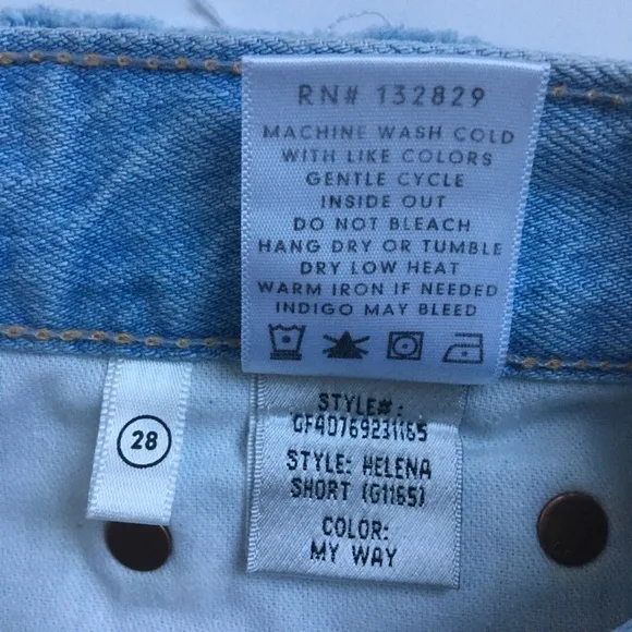 GRLFRND Helena High Rise Button Fly Cut Off Distressed Denim Jean Shorts Size 28