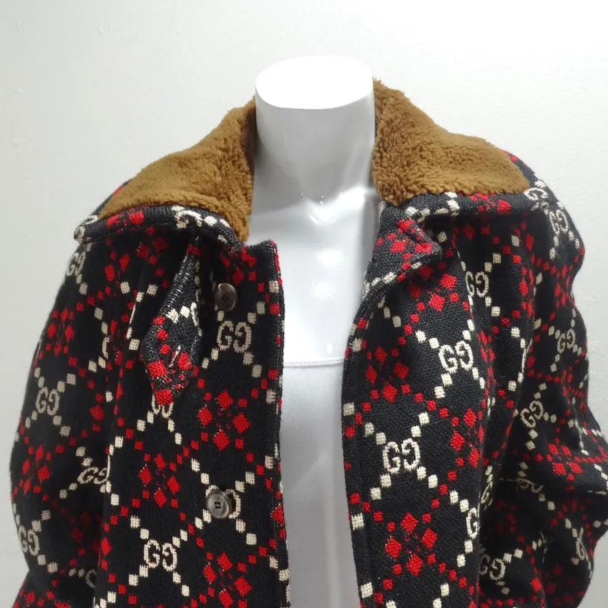 Gucci Diamond Wool GG Logo Oversized Cape Coat