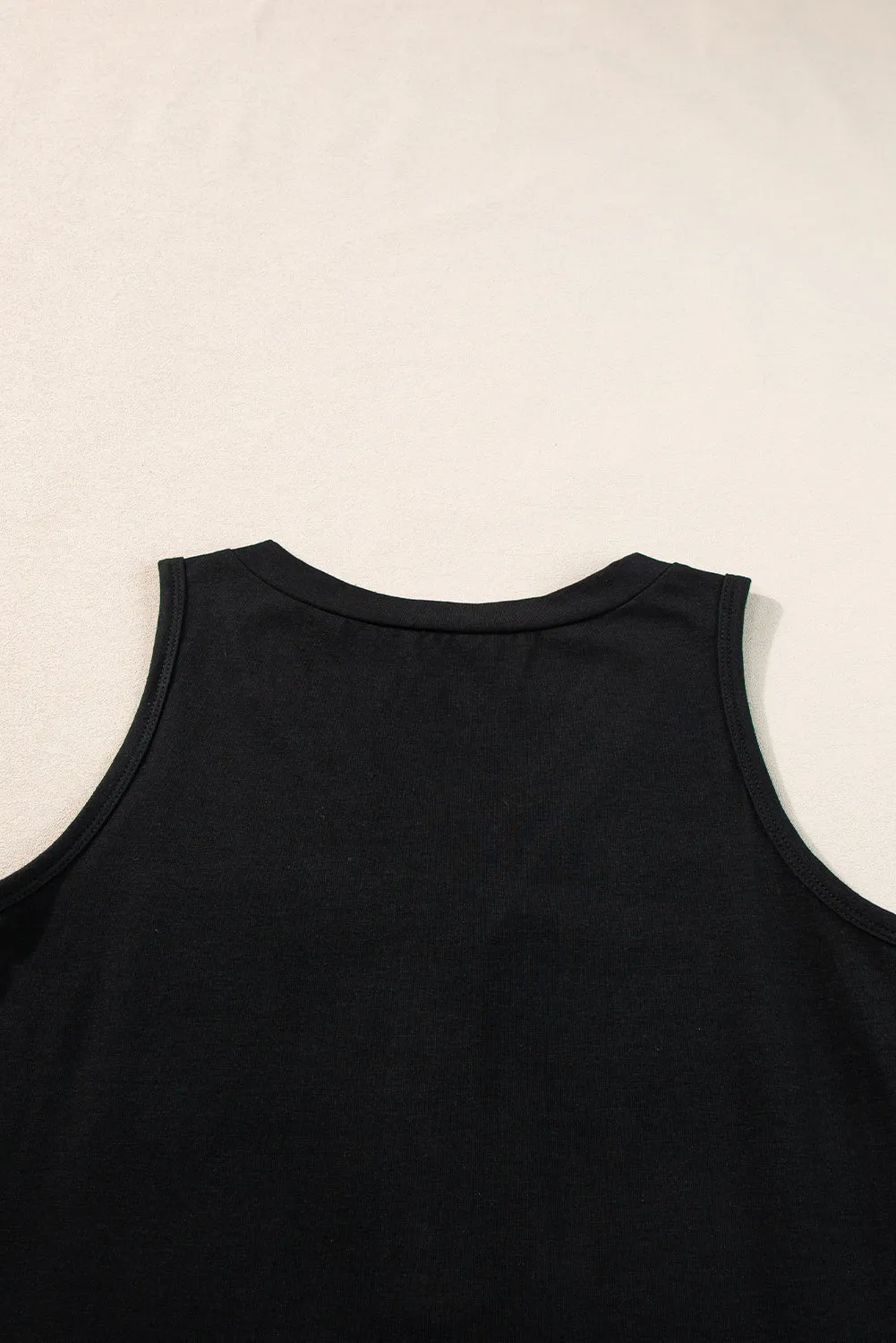 Half Button Patched Pocket Tank Top
