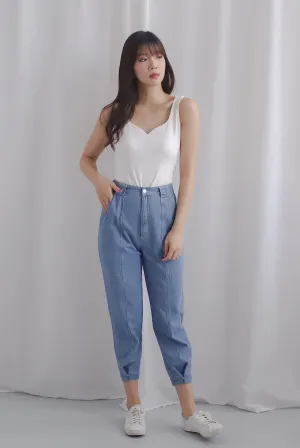 Hampton Buttons Cuff Denim Pants In Light Wash