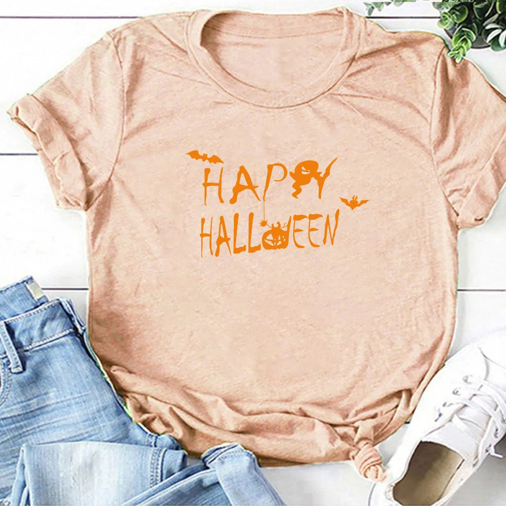 Happy Halloween Printed T-shirt 2-Piece Set B