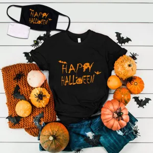 Happy Halloween Printed T-shirt 2-Piece Set B