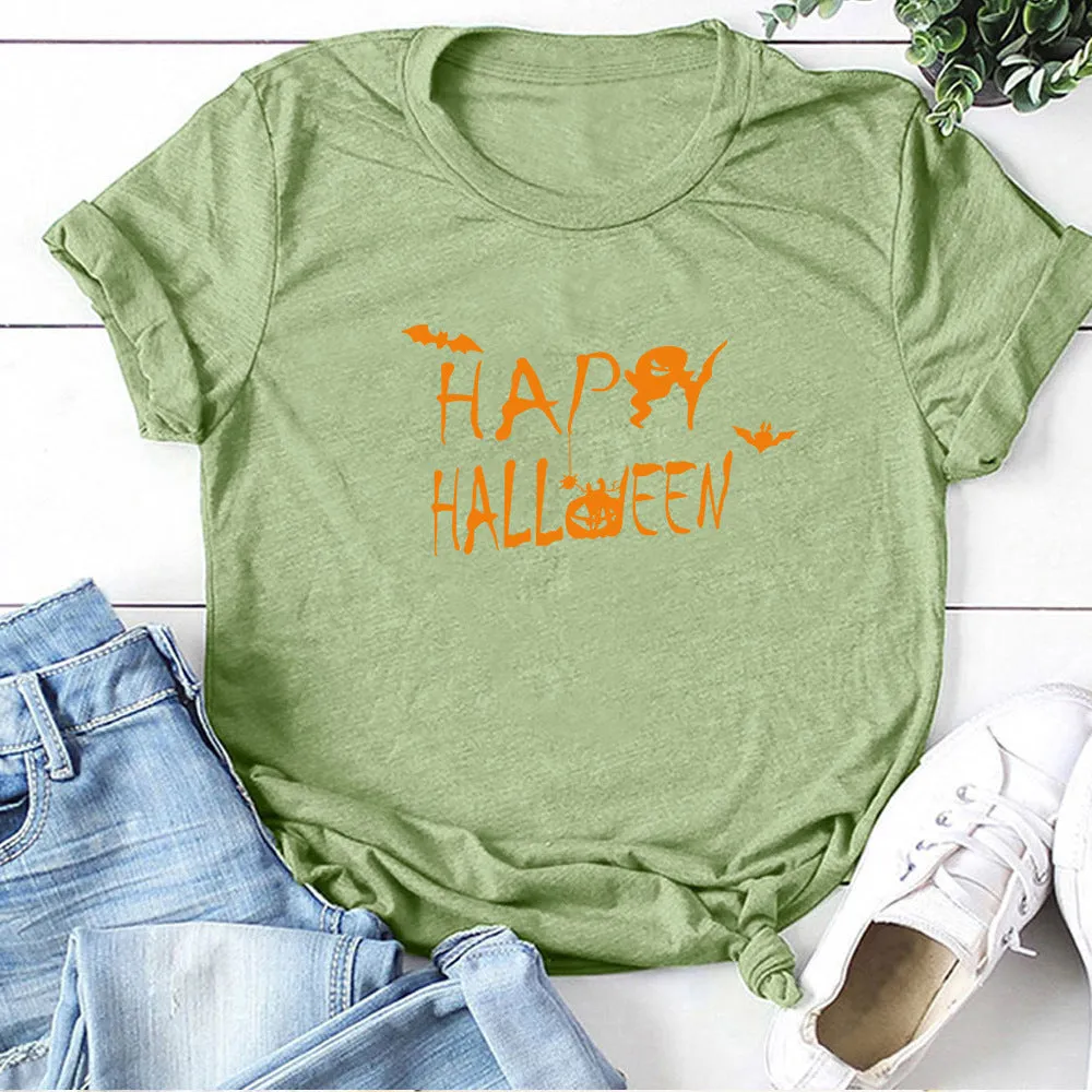 Happy Halloween Printed T-shirt 2-Piece Set B