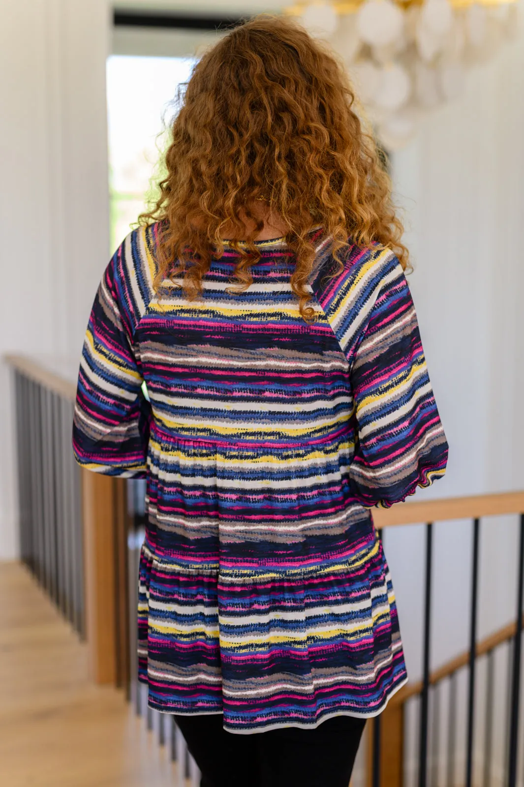 Hazel Blues® |  Circle Back Striped V-Neck Top