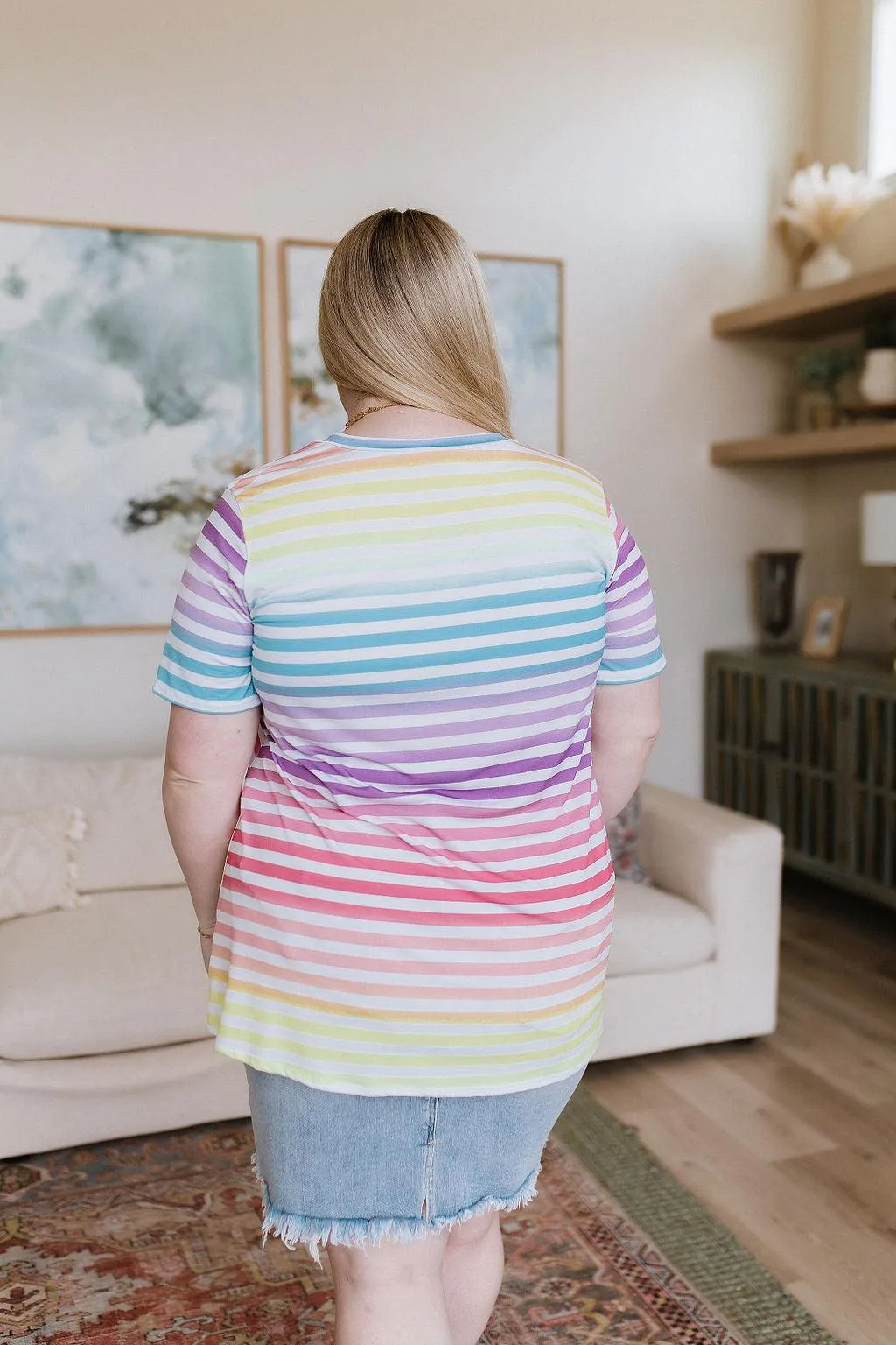 Hazel Blues® |  Looking for Rainbows V-Neck Striped Top