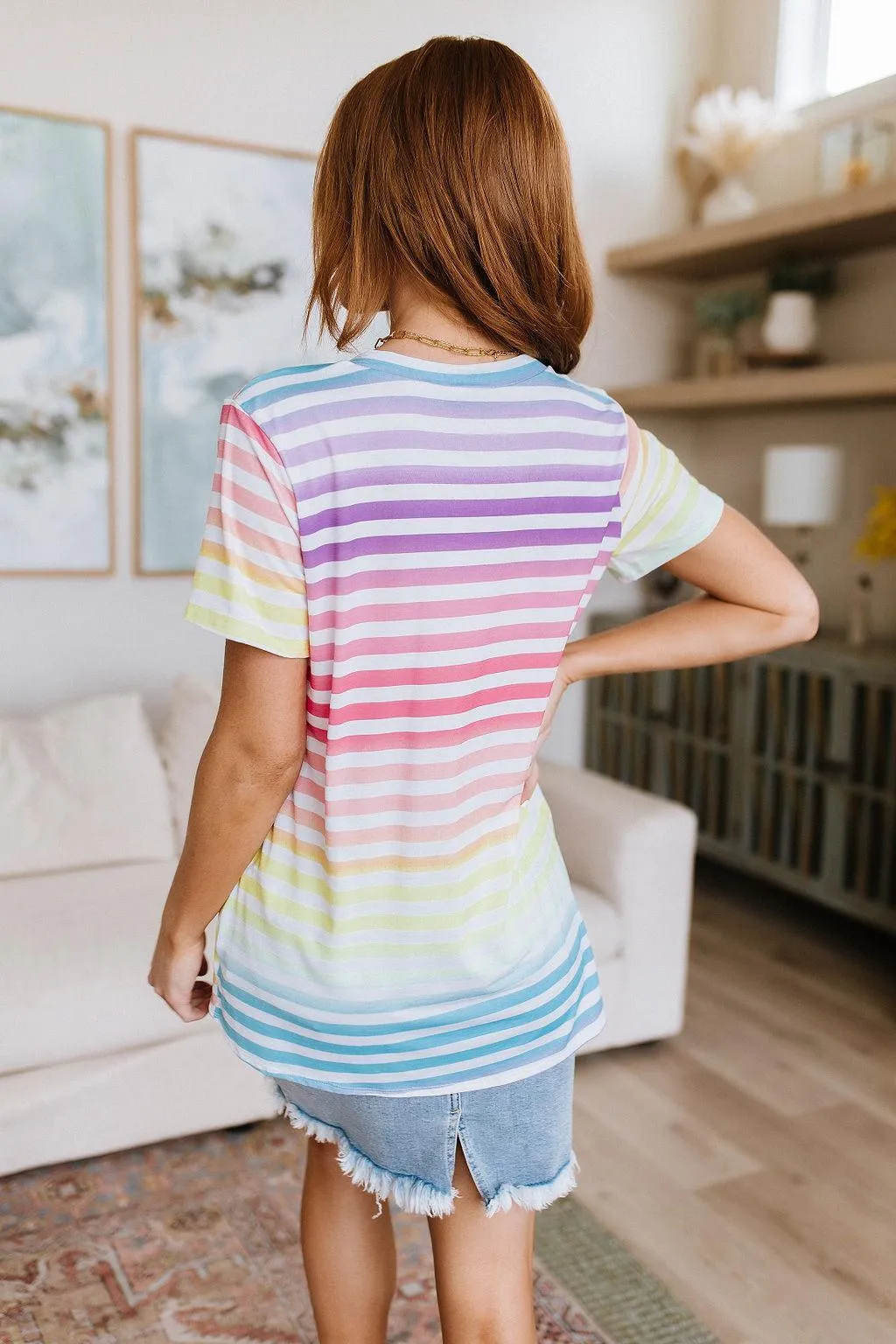 Hazel Blues® |  Looking for Rainbows V-Neck Striped Top