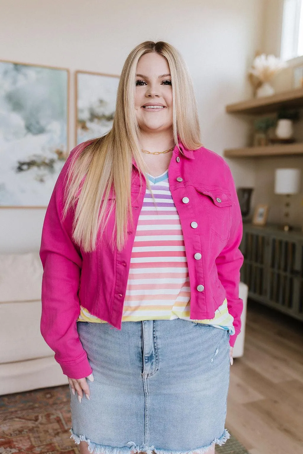 Hazel Blues® |  Looking for Rainbows V-Neck Striped Top