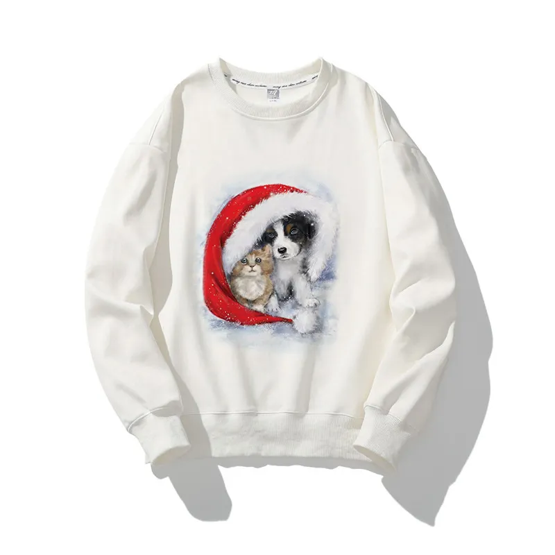 Hello Christmas O-Neck White Sweater V