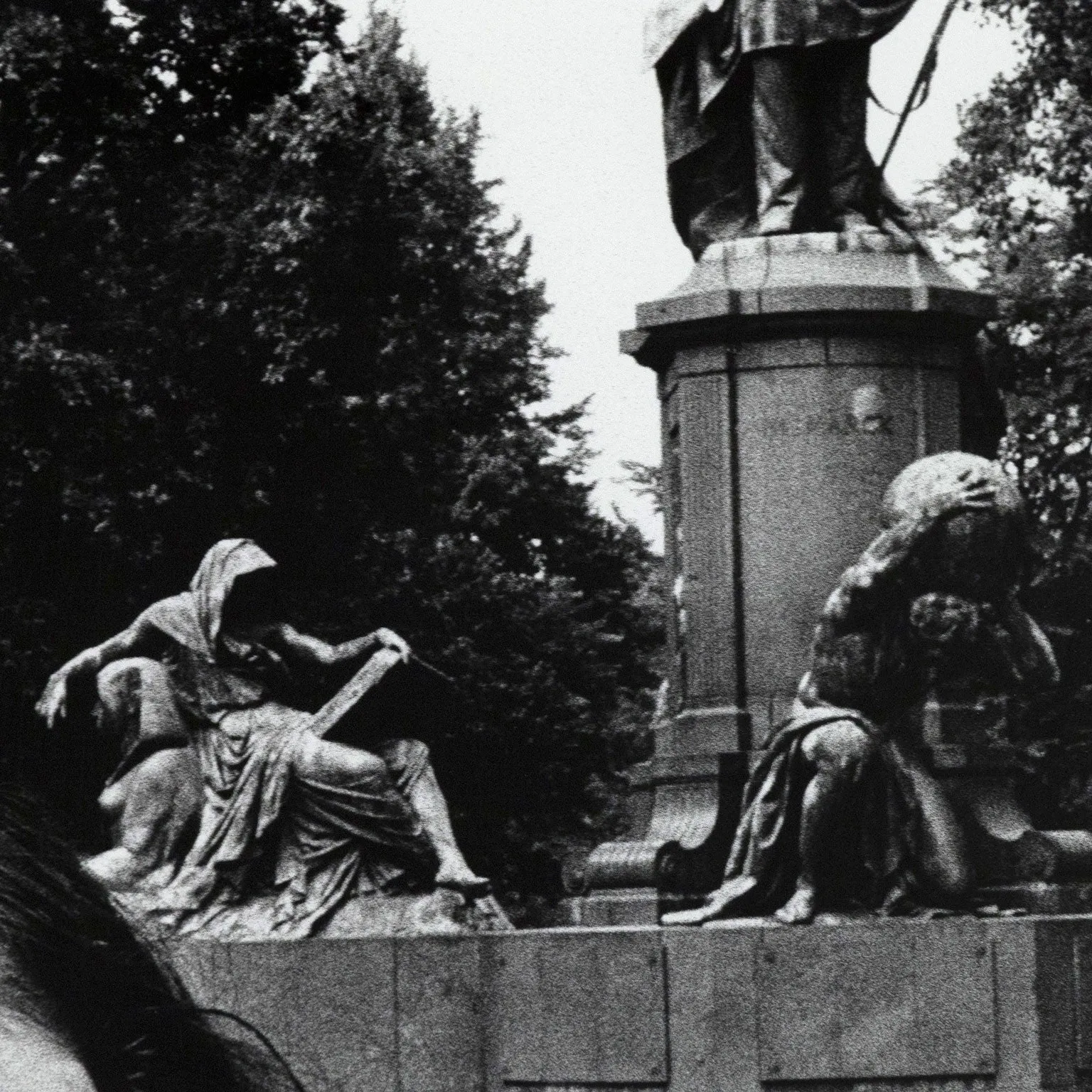 HELMUT NEWTON, "YOUNG WOMAN AND BISMARCK MONUMENT, BERLIN", 1979