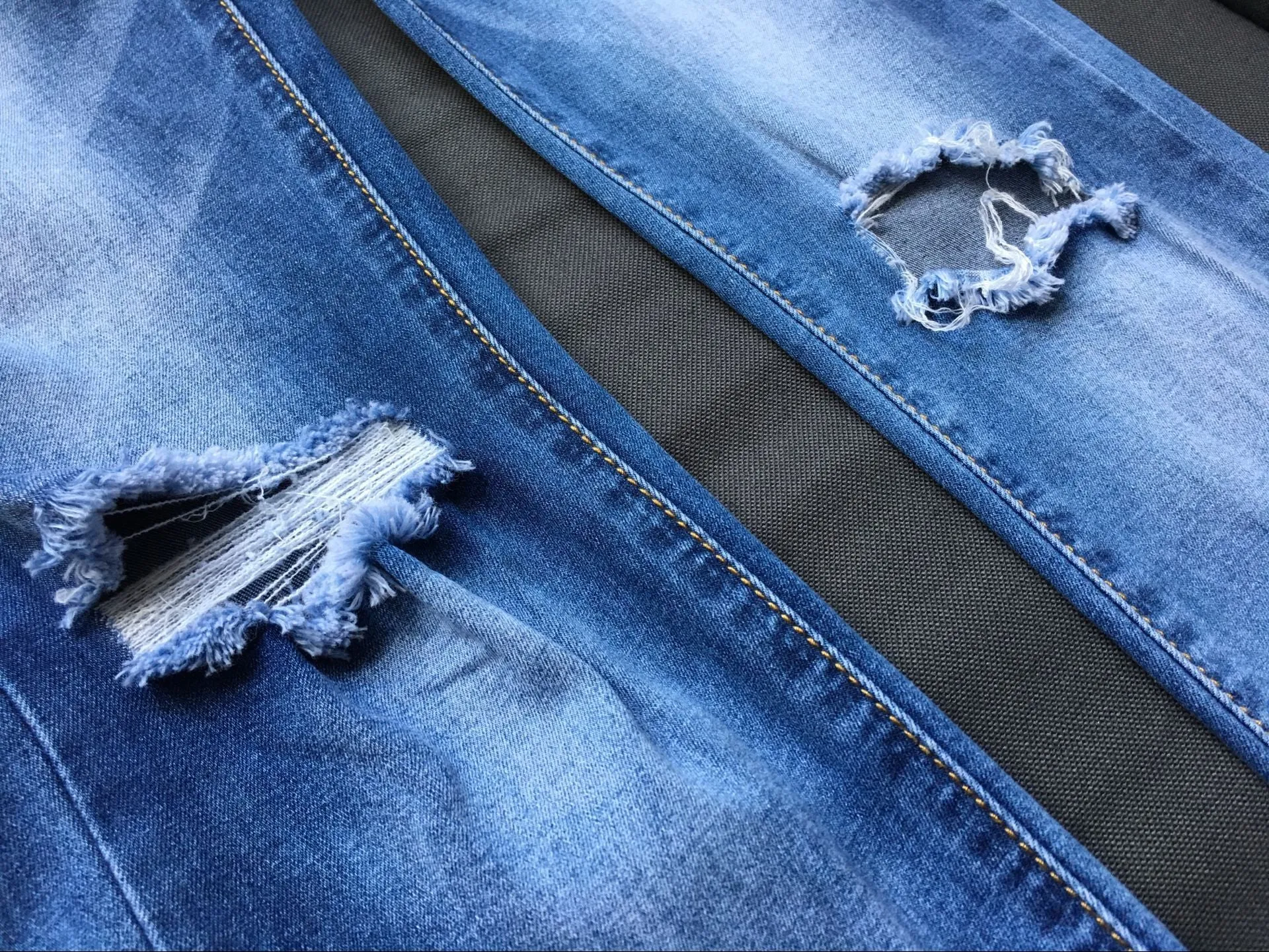 High Waist Slim Stretch Washed Irregular Denim Pants