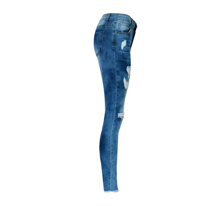 High Waist Slim Stretch Washed Irregular Denim Pants