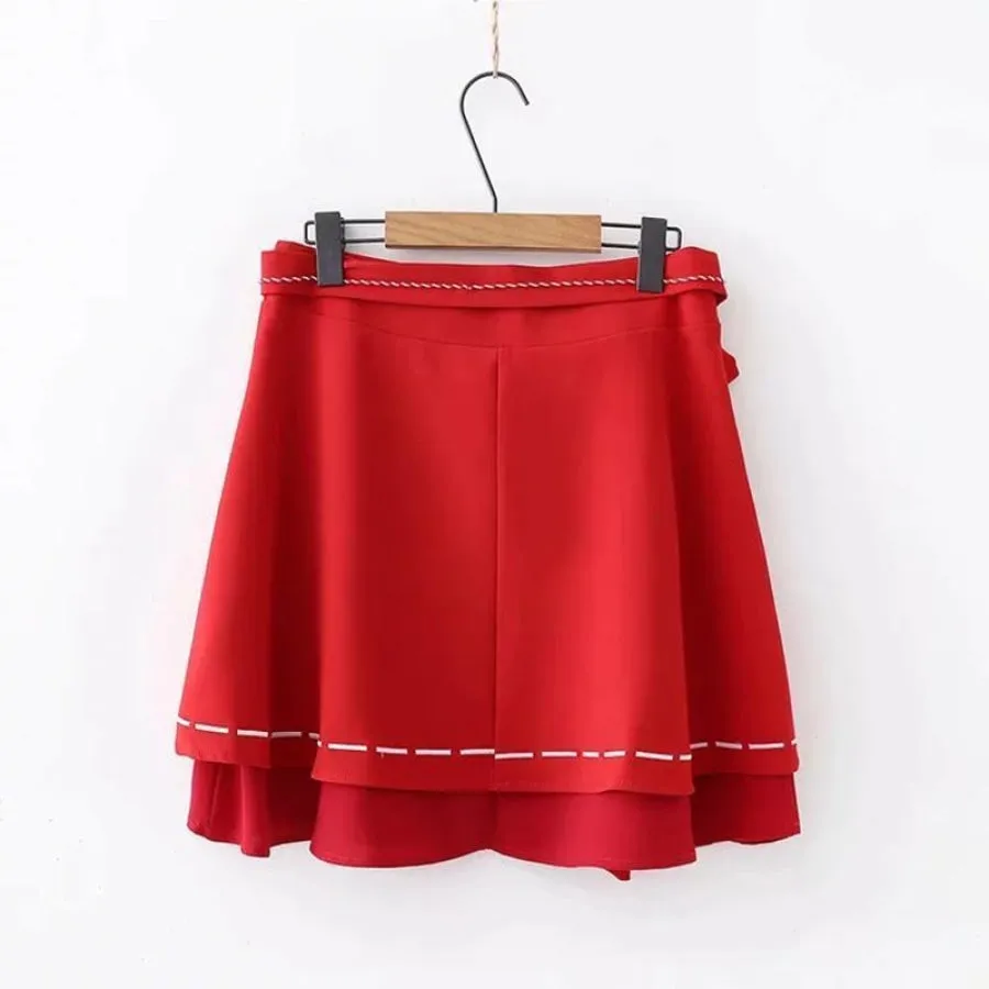 High Waist Tassels Belted Skirt A-Line