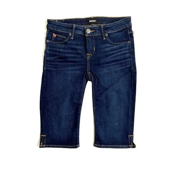 Hudson Jeans Dark Blue Jean Shorts Women's Viceroy Bermuda Shorts Sz 25 $145 NWT