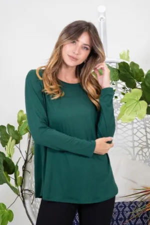 Hunter Green Long Sleeve Round Neck